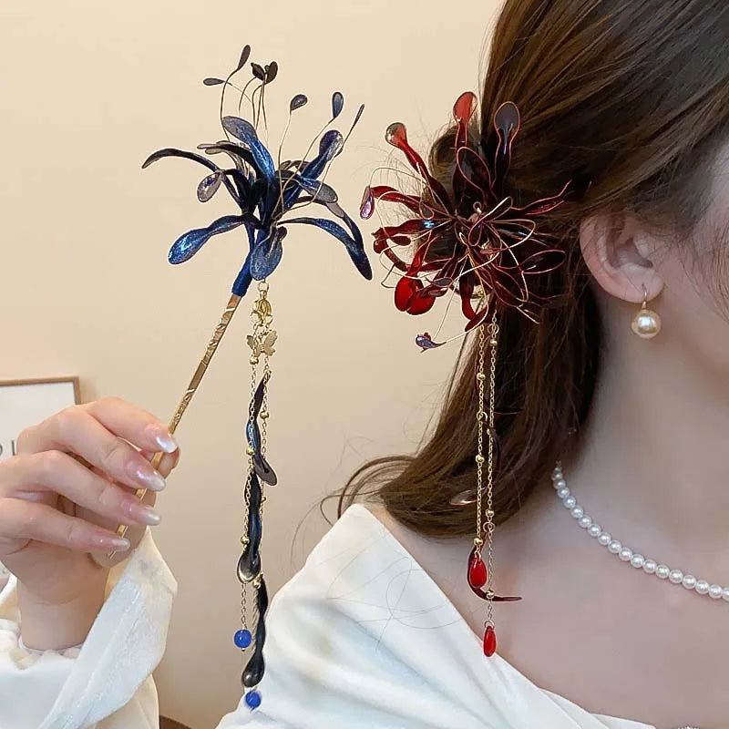 Blood Blossom Hair Sticks