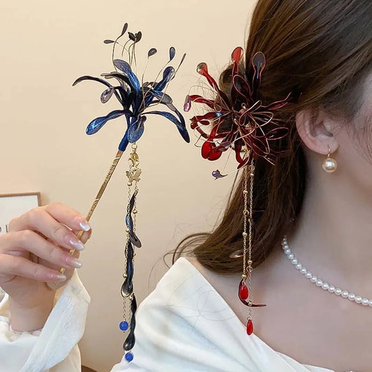 Blood Blossom Hair Sticks