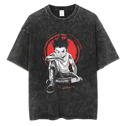 Acid-Washed Vintage Anime T-shirt